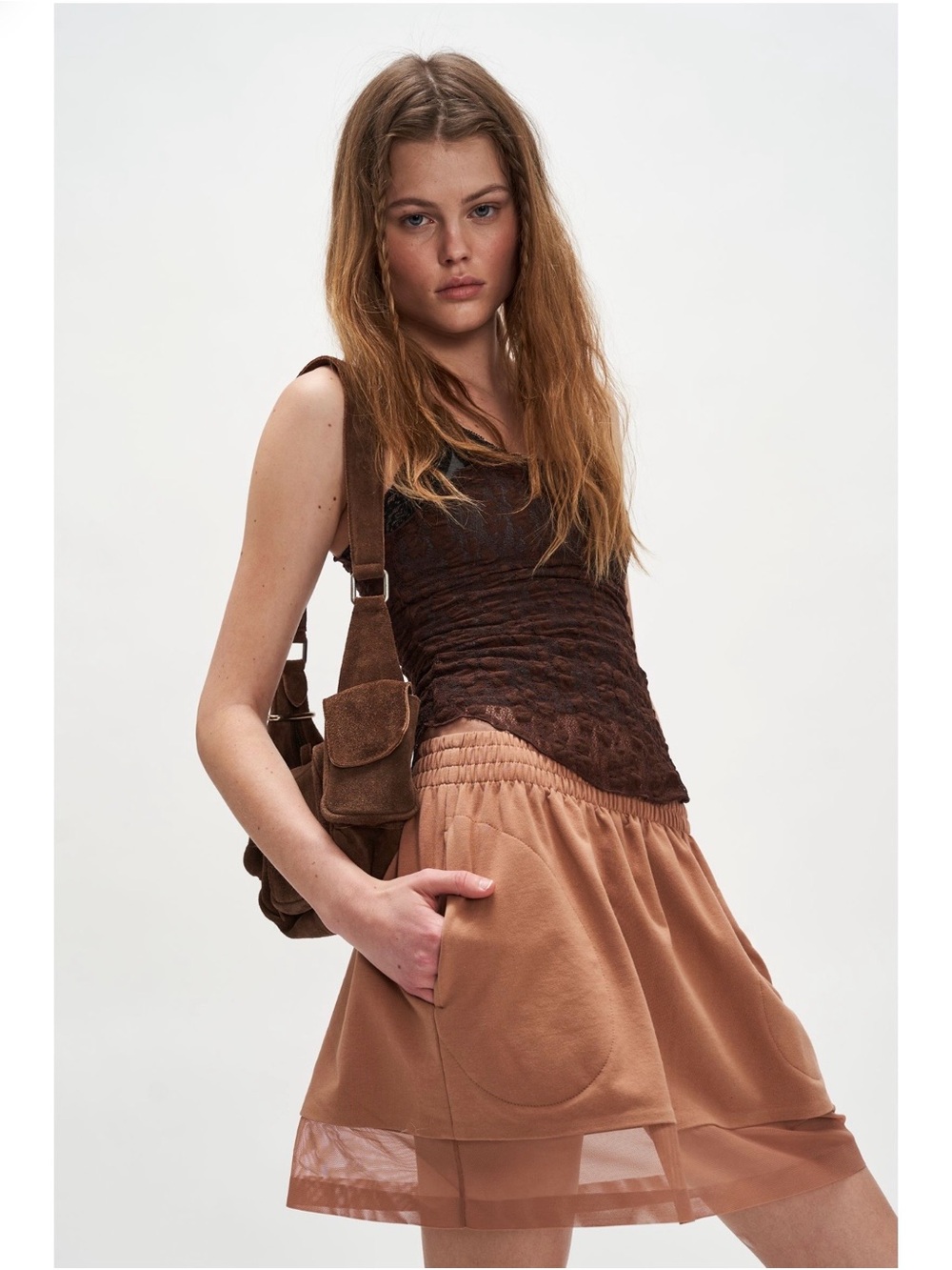 Free People Norma Kamali Boyfriend Layered Mini Skirt Size Medium NWT